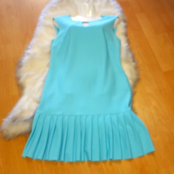 Sandra Darren Aqua Keyhole Neck Midi Dress - Picture 10 of 15